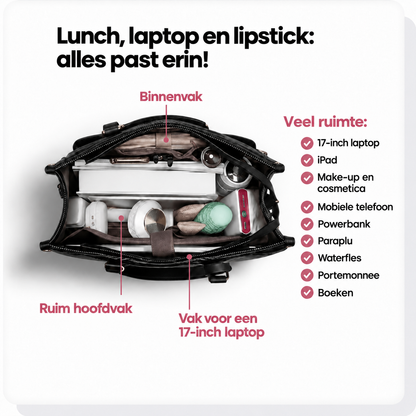Alba shopper met ruim hoofdvak, binnenvak en vak voor een 17-inch laptop