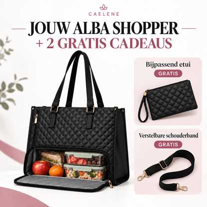 Alba shopper met twee gratis cadeaus: een bijpassend etui en een verstelbare schouderband