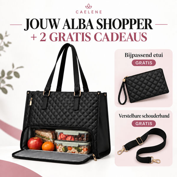 Alba shopper met twee gratis cadeaus: een bijpassend etui en een verstelbare schouderband