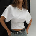Fashion Casual Solid Gray Cropped T-shirt 2025 Woman Clothes O-neck Corset Tops Streetwear Girls Spring Summer Short Tee Shirts